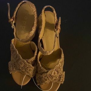 Copper Key Wildflower Raffia Platform Wedge Heeled Straw Sandals - Brown 10M NWT